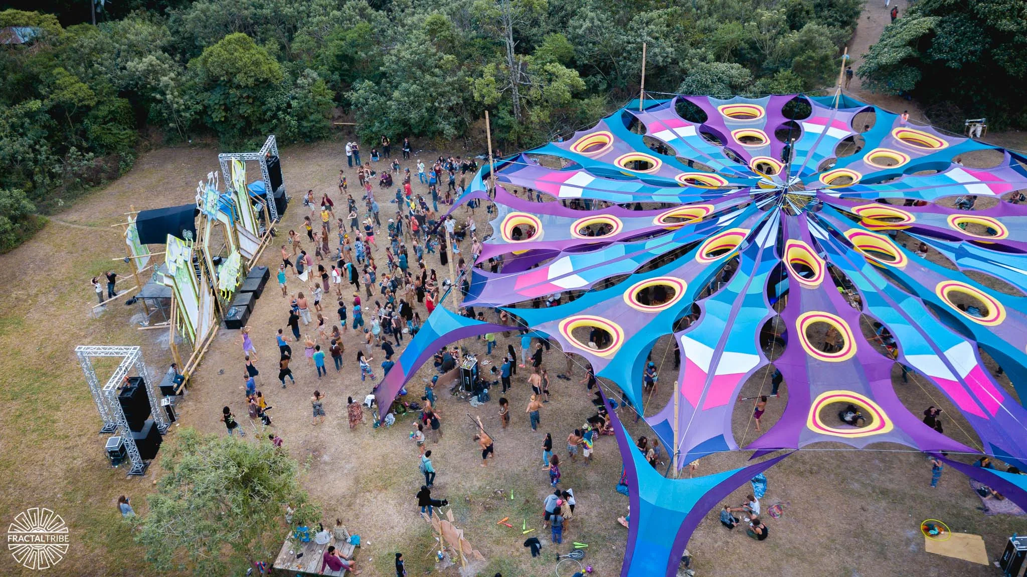 Aerial view of DNA stage and Fractaltribe canopy