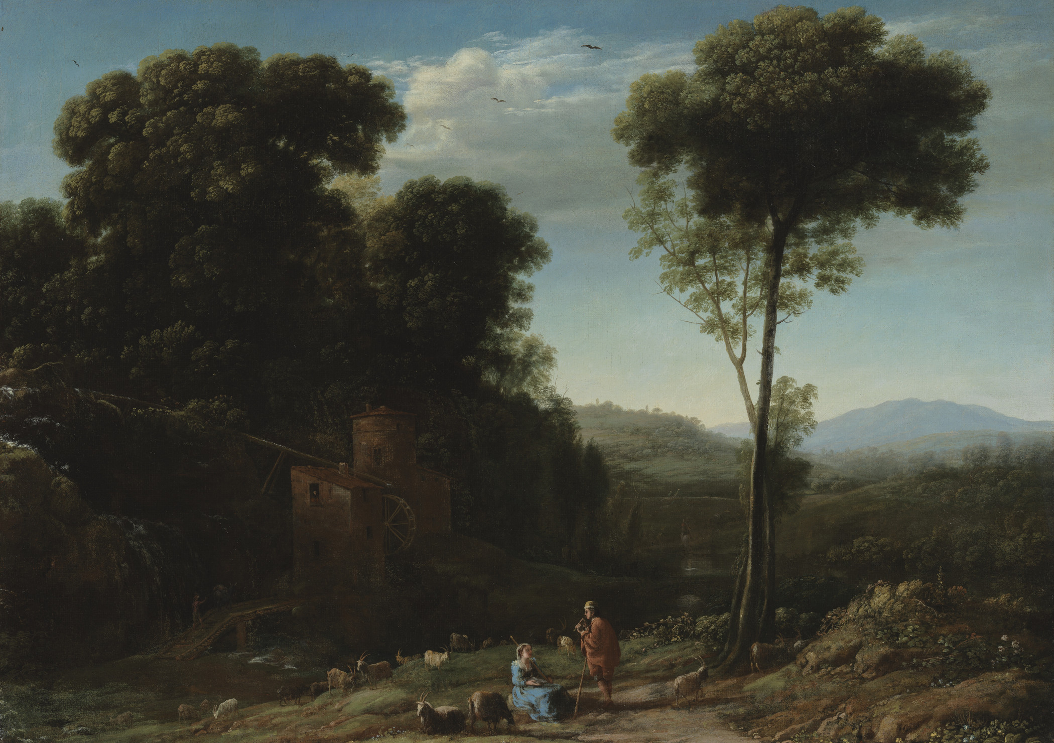 Claude Lorrain, Pastoral Landscape with a Mill, 1634